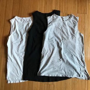 Lululemon tanks (3) size 4 White, gray, black